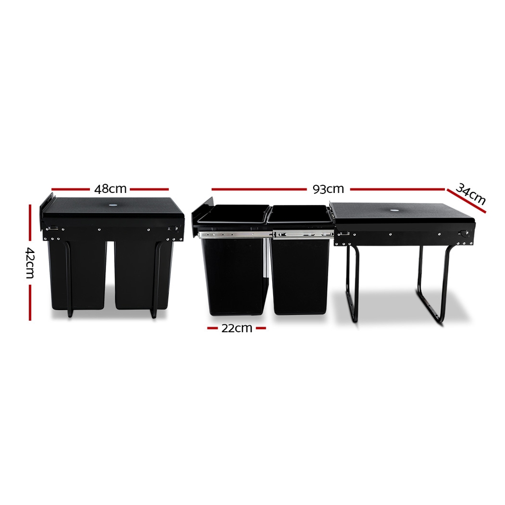 Cefito Pull Out Bin, Double Basket, Sizes & Colours view 2