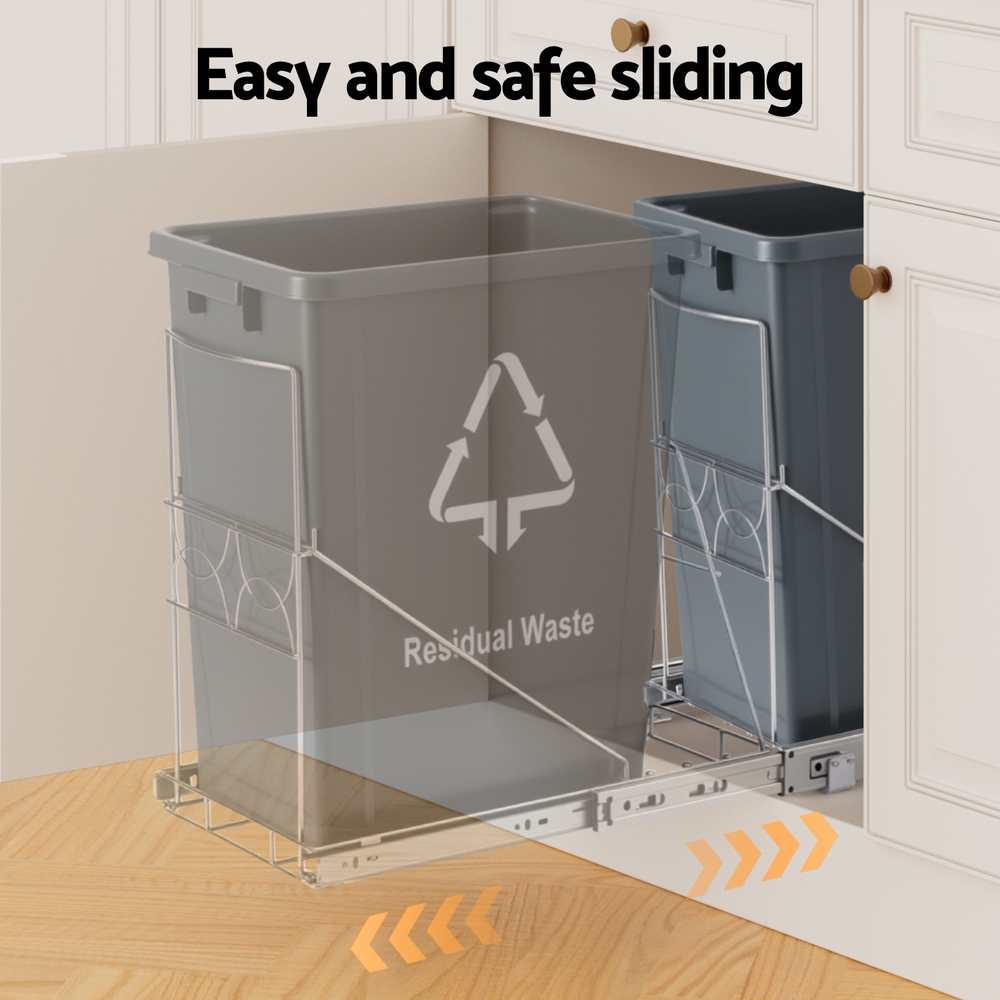 Cefito 40L Pull Out Bin, Cabinet Slide, Grey view 4