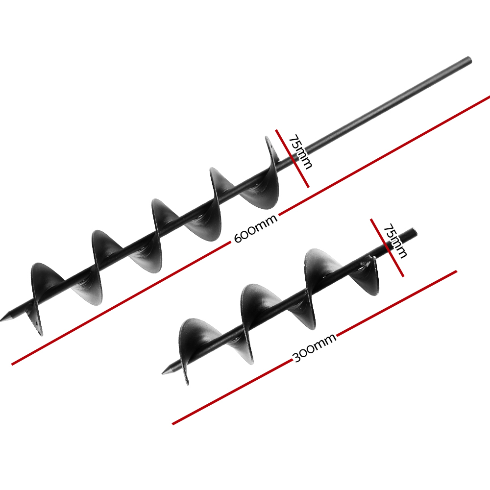 Giantz Spiral Auger Drill Bit Set, 300mm and 600mm view 2