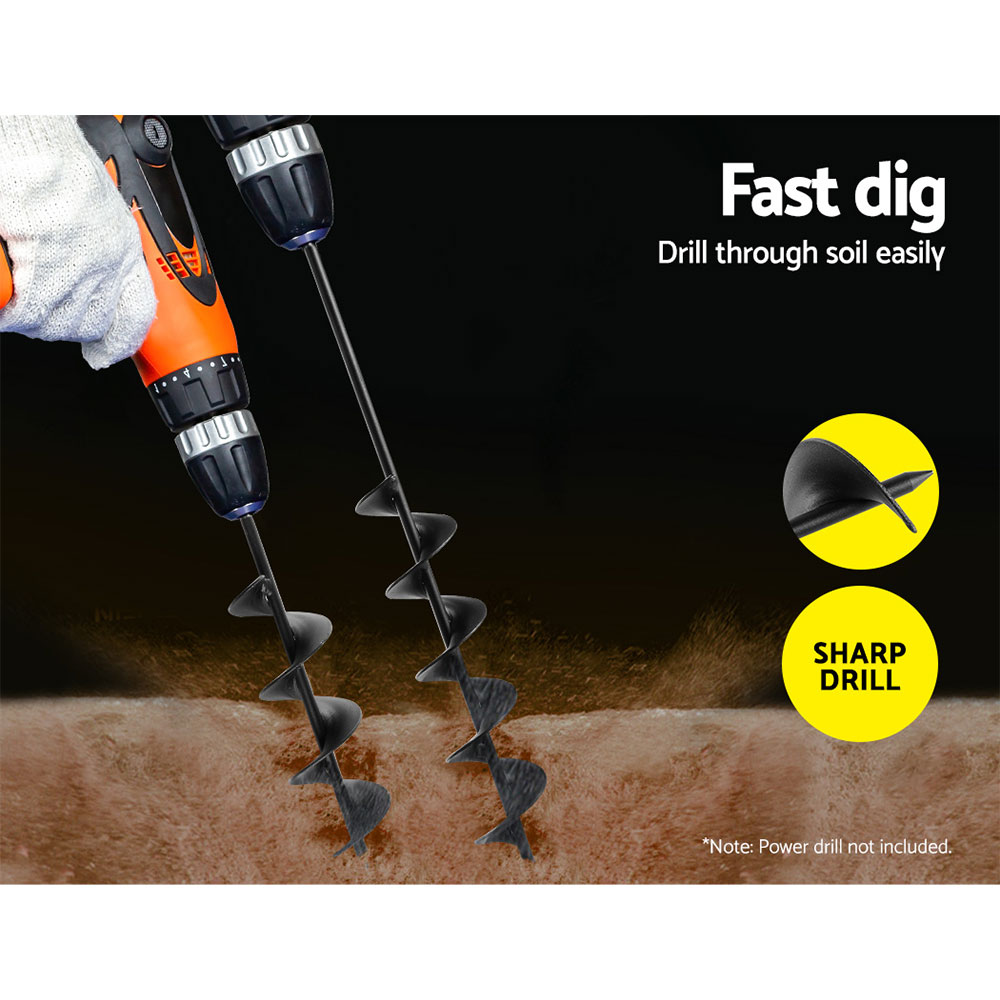 Giantz Spiral Auger Drill Bit Set, 300mm and 600mm view 3