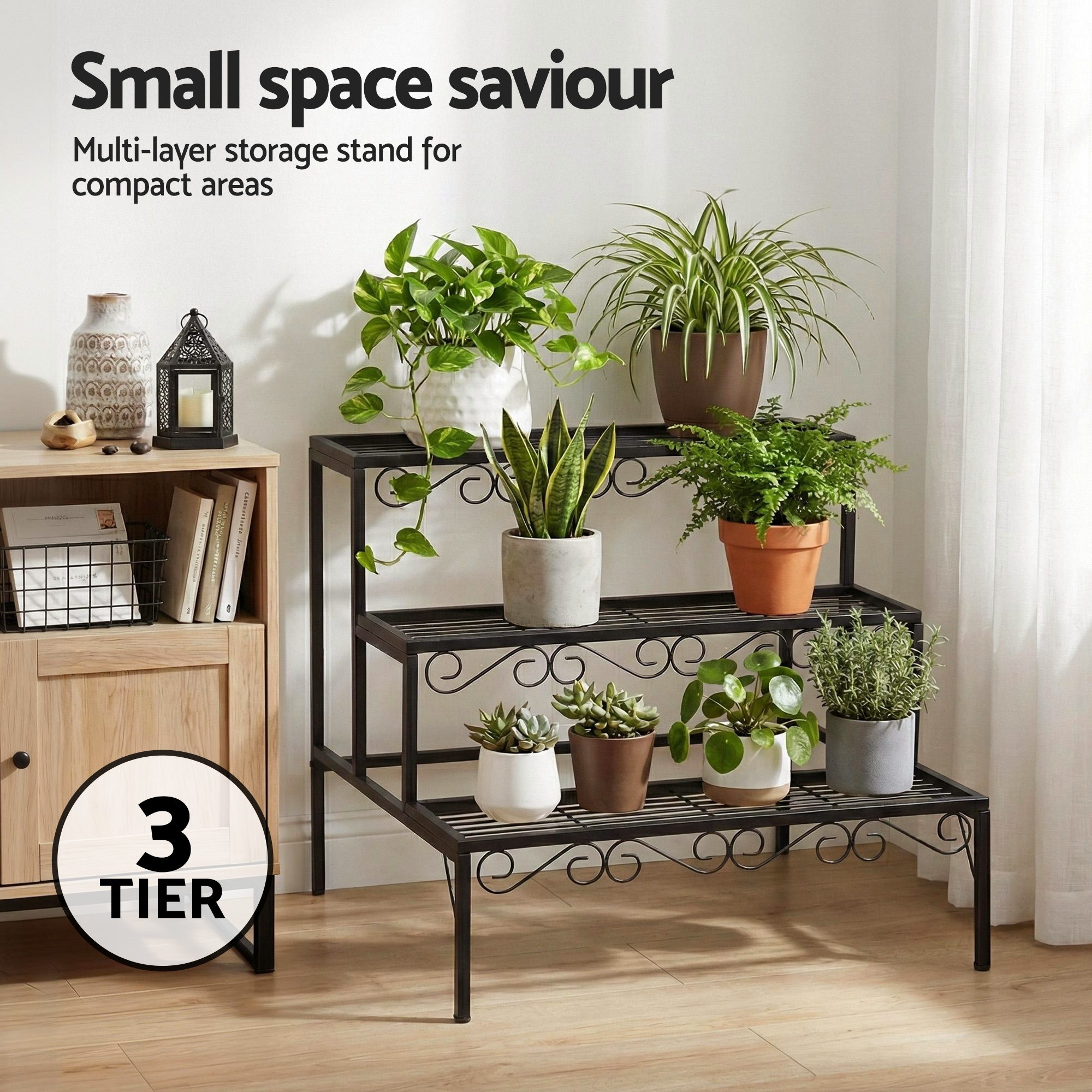 Artiss 3 Tier Metal Corner Plant Stand view 5