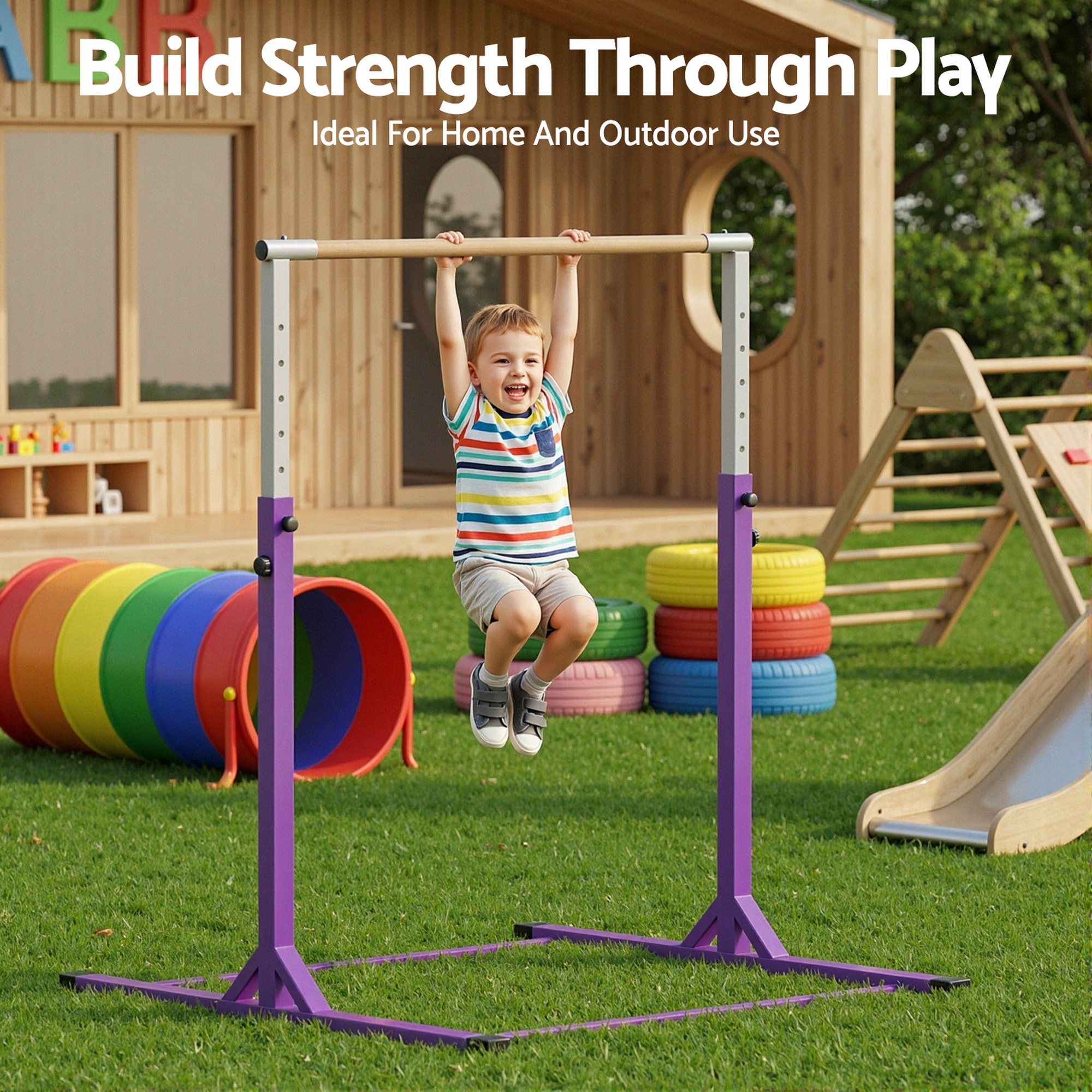 Everfit Kids Gymnastics Bar Pull Up Station Adjustable view 4