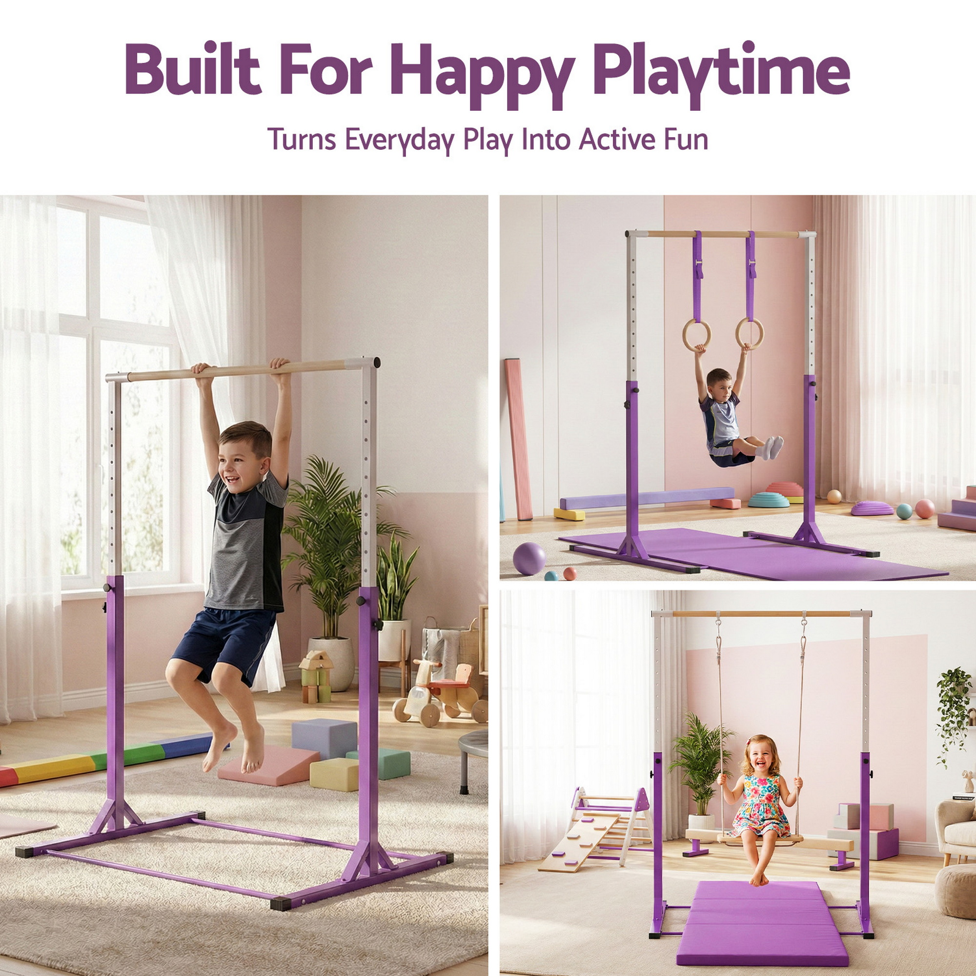 Everfit Kids Gymnastics Bar Pull Up Station Adjustable view 5