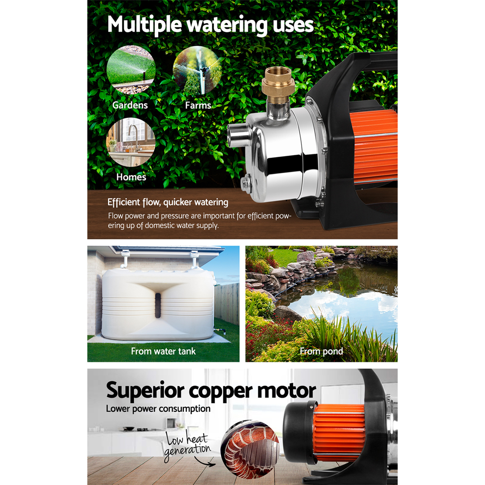 Giantz Garden Water Pump High Pressure, 800W or 1500W view 5