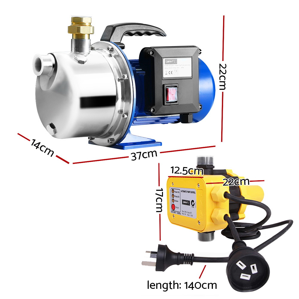 Giantz Jet Water Pump 1100W with Pressure Controller view 2