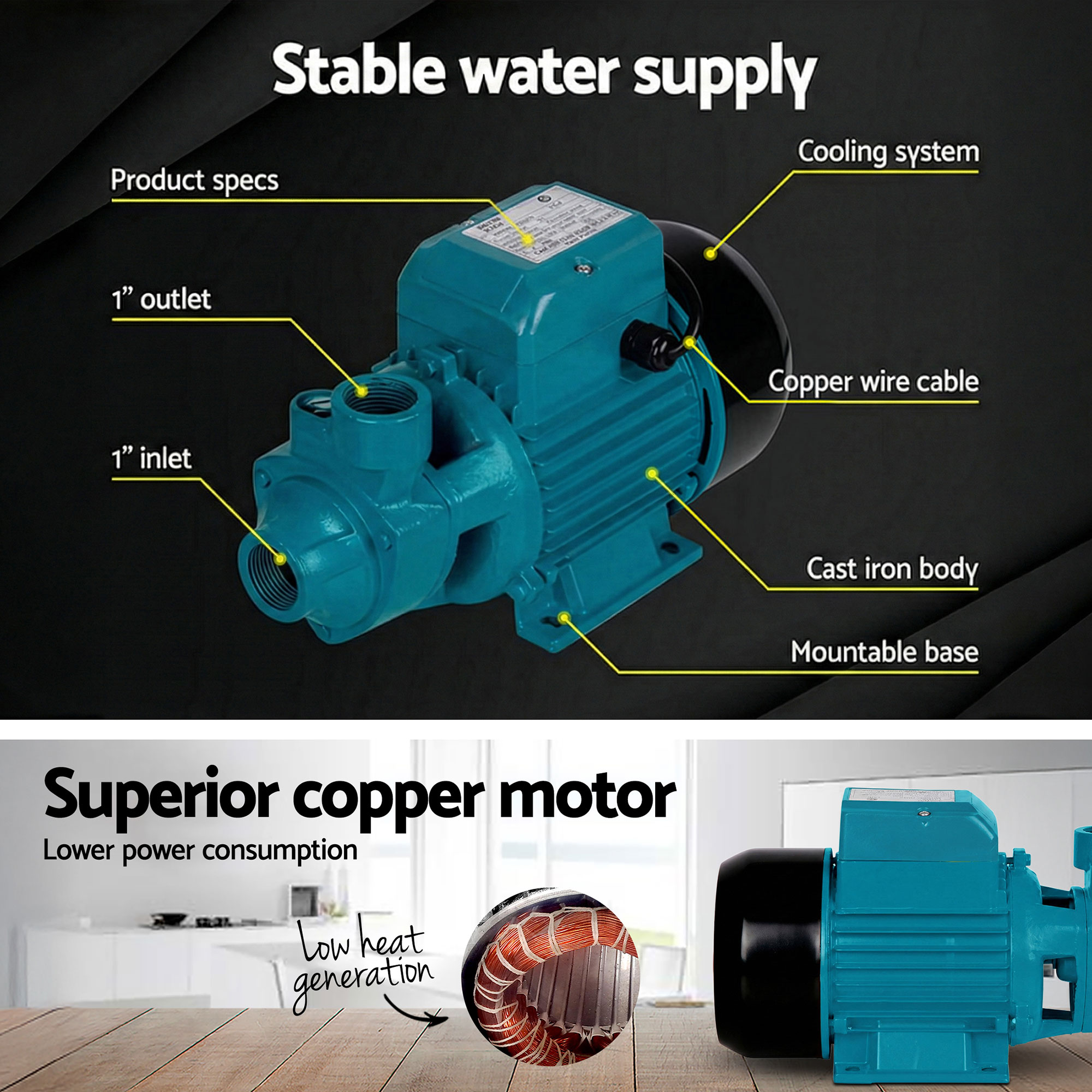 Giantz QB80 Peripheral Water Pump, 3 Colour Options view 5