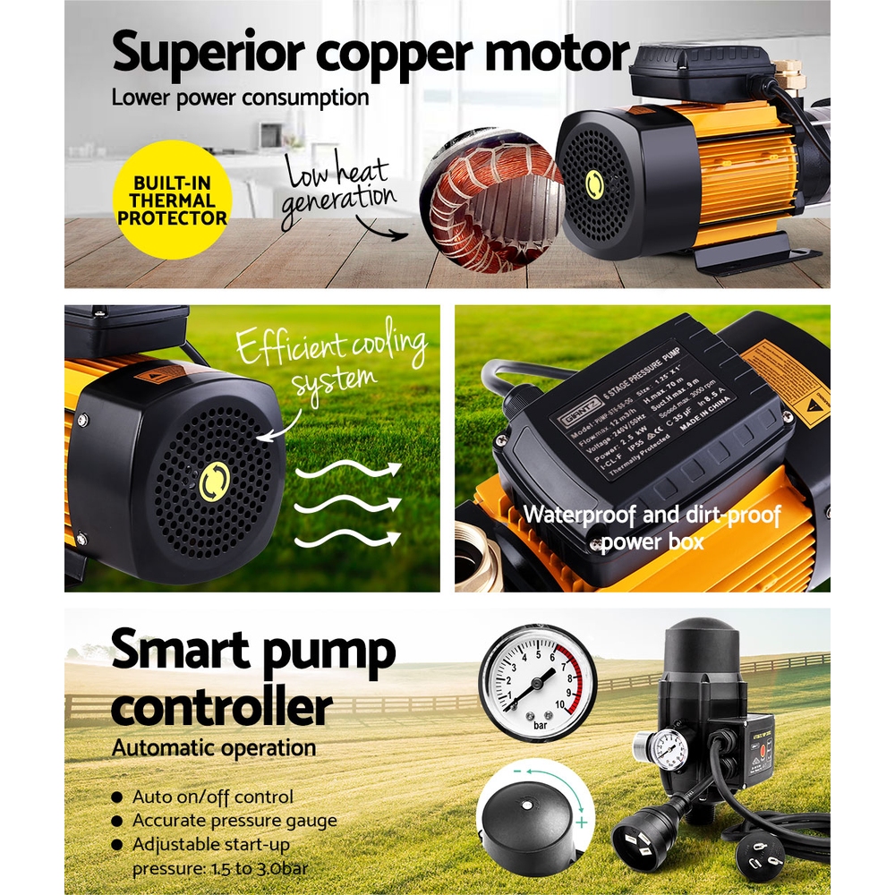 Giantz 5 Stage Water Pump 2000W for Tank and Irrigation view 4