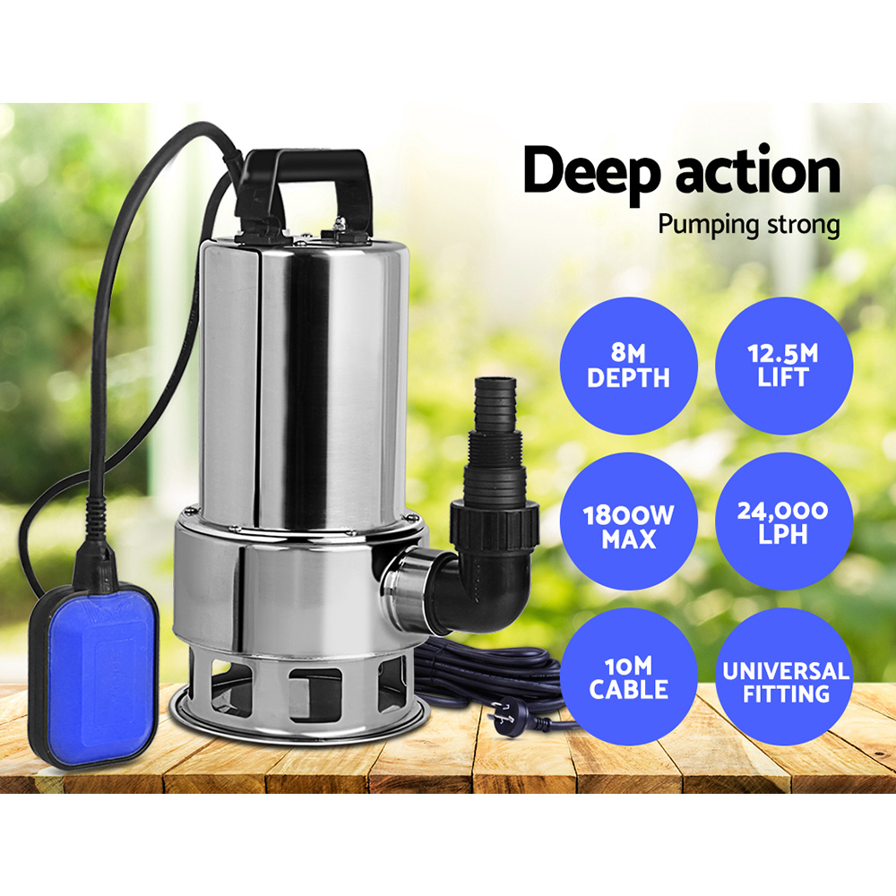 Giantz Submersible Dirty Water Pump, Automatic, 1800W or 2000W view 3
