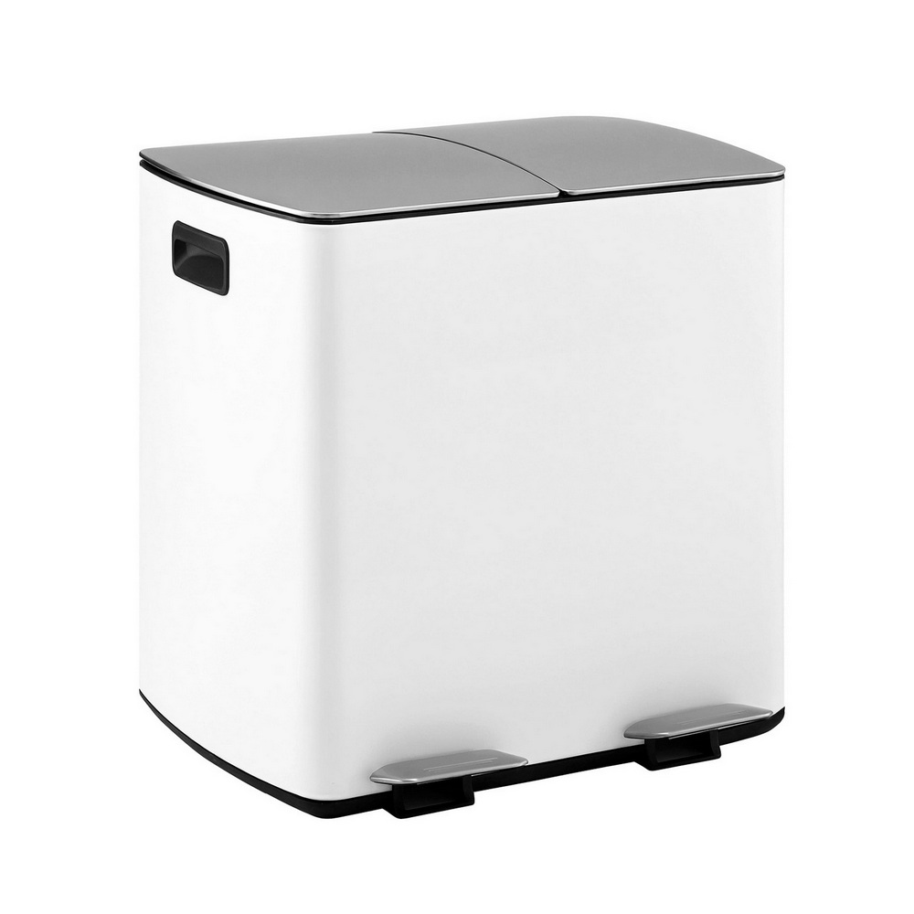 Cefito 40L Dual Compartment Pedal Bins, White view 3