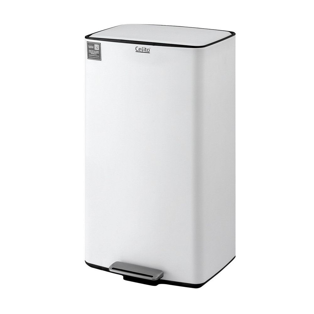 Cefito 40L Kitchen Trash Can Pedal Bins, White