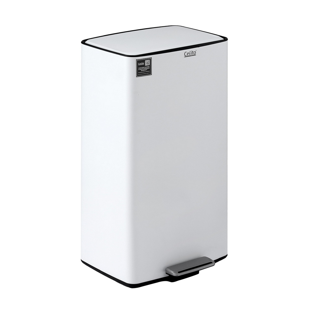 Cefito 40L Kitchen Trash Can Pedal Bins, White view 3