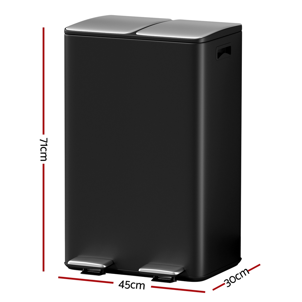 Cefito Dual Compartment Pedal Bins, Sizes & Colours view 2