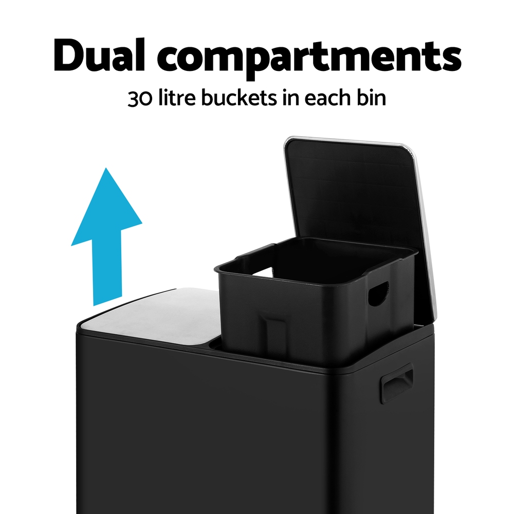 Cefito Dual Compartment Pedal Bins, Sizes & Colours view 4