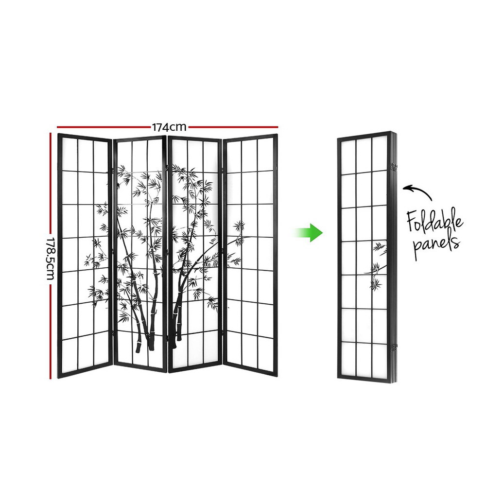 Artiss Bamboo Room Divider Screen in 2 or 4 Panels view 2
