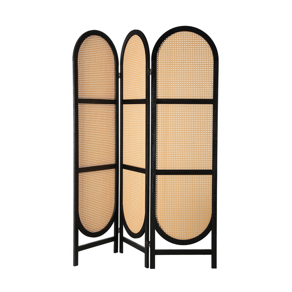 Artiss 3 Panel Rattan Room Divider Screen Brown view 3