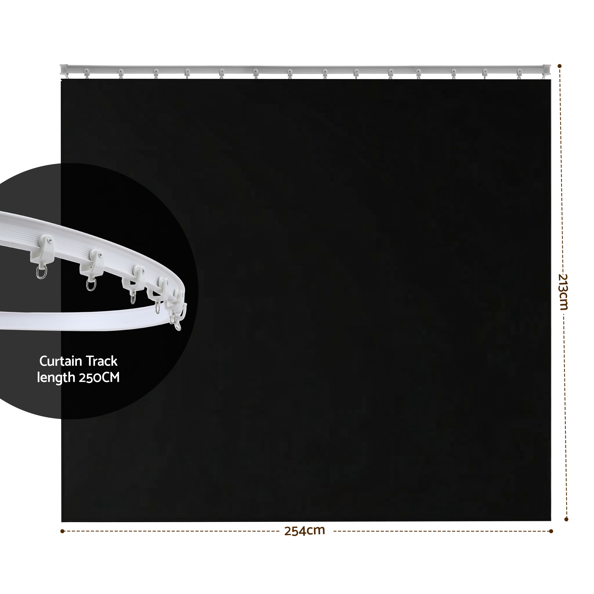 Artiss Ceiling Mounted Curtain Room Divider Black view 2