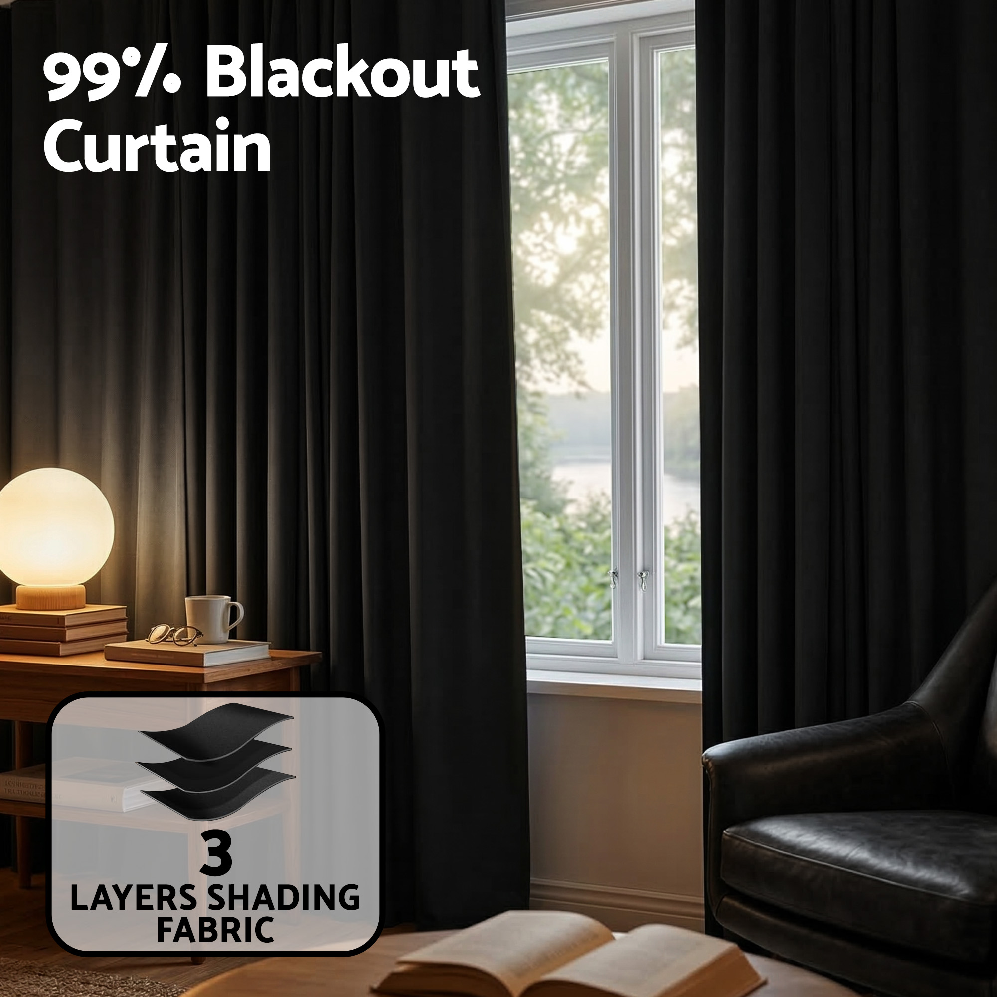 Artiss Ceiling Mounted Curtain Room Divider Black view 5