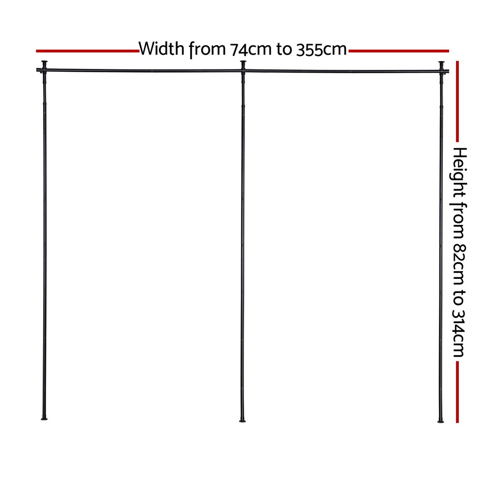 Artiss Extendable Curtain Rod Room Divider Black view 2