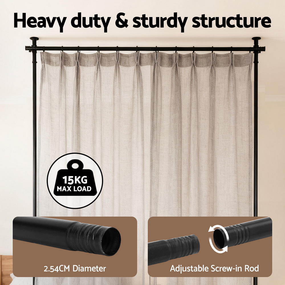 Artiss Extendable Curtain Rod Room Divider Black view 5
