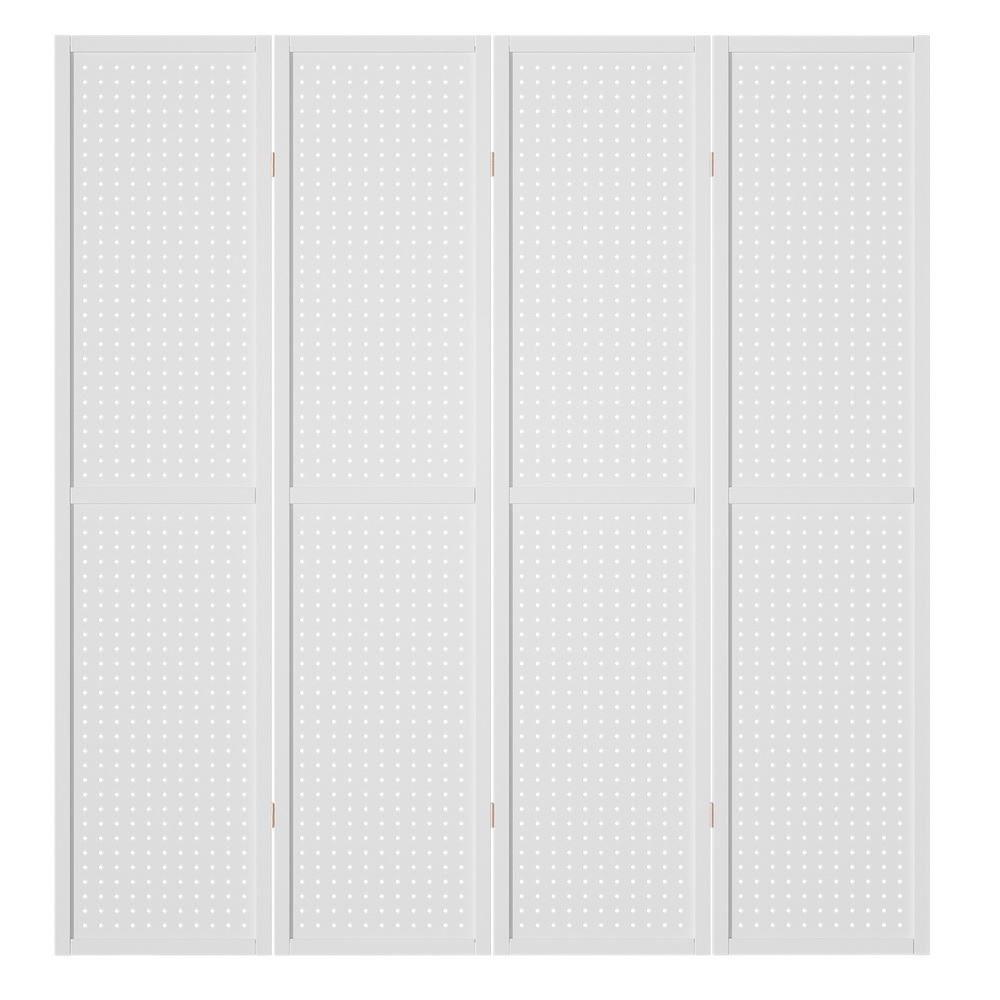 Artiss 4 Panel Pegboard Room Divider Screen White view 3
