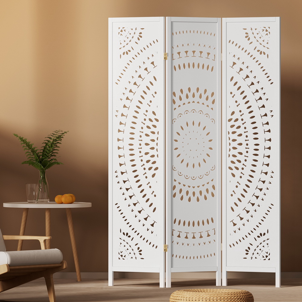 Artiss 3 Panel Room Divider Screen Circle White