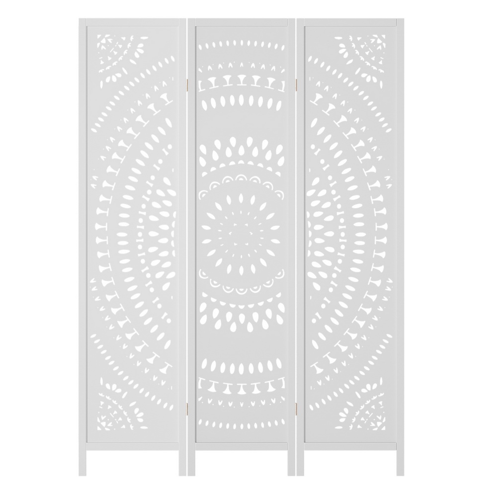 Artiss 3 Panel Room Divider Screen Circle White view 3