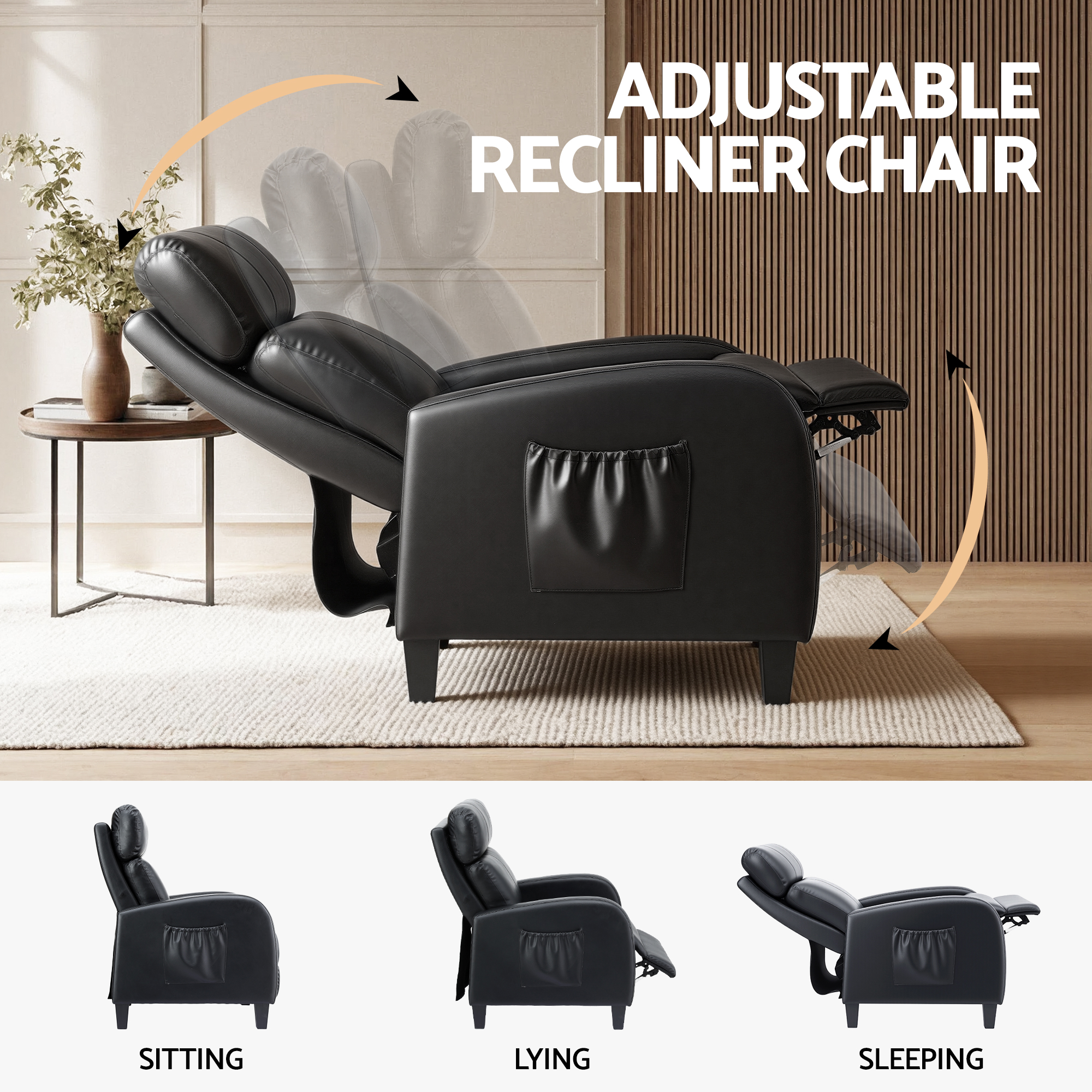 Artiss Massage Recliner Chair Small PU Leather view 4