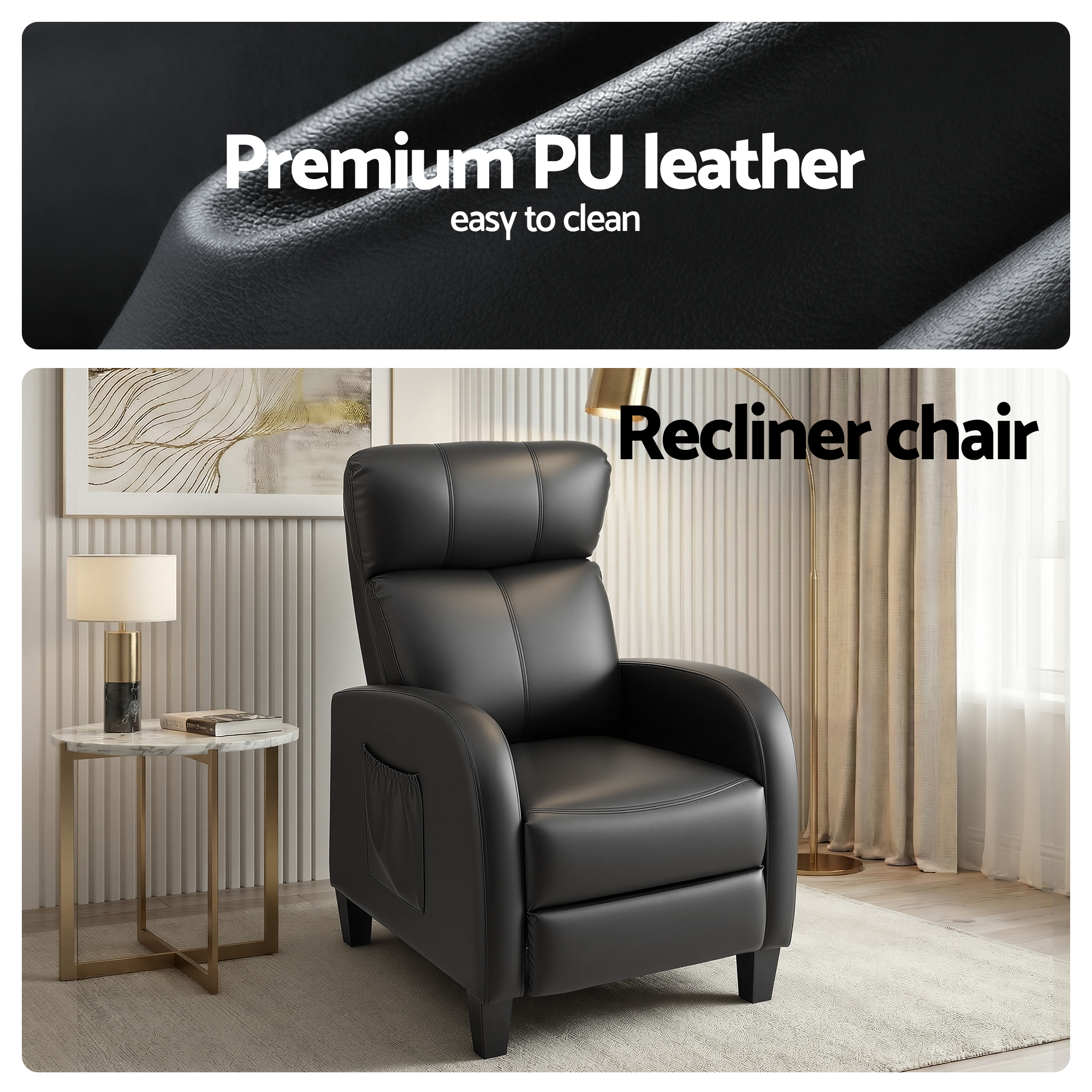 Artiss Massage Recliner Chair Small PU Leather view 5