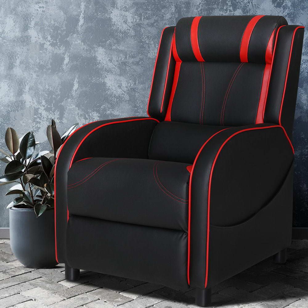 Artiss Serik Leather Gaming Recliner Chair Black