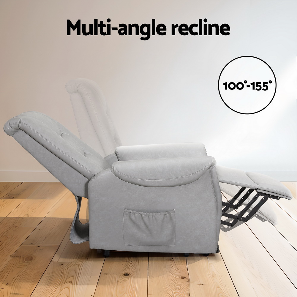 Artiss Lift Assist Recliner Chair Grey view 4