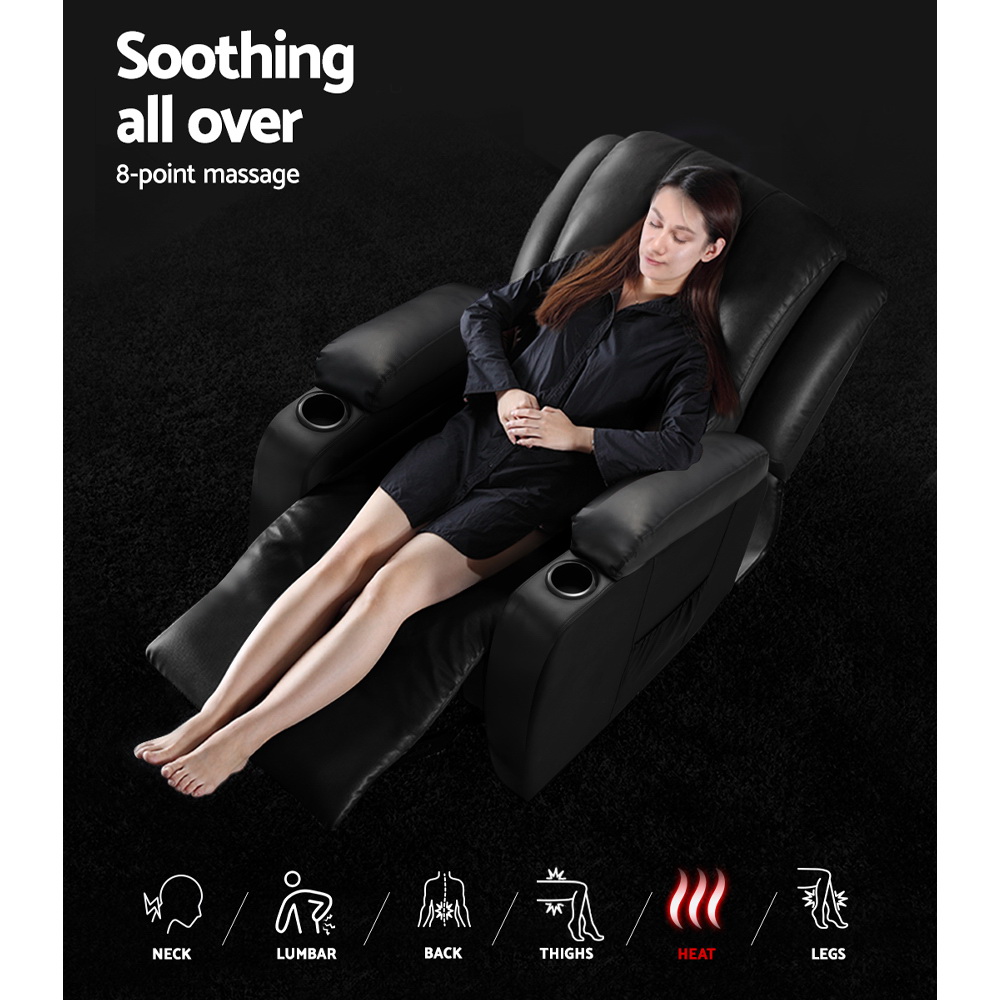Artiss Electric Heated Massage Recliner Chair Leather view 3