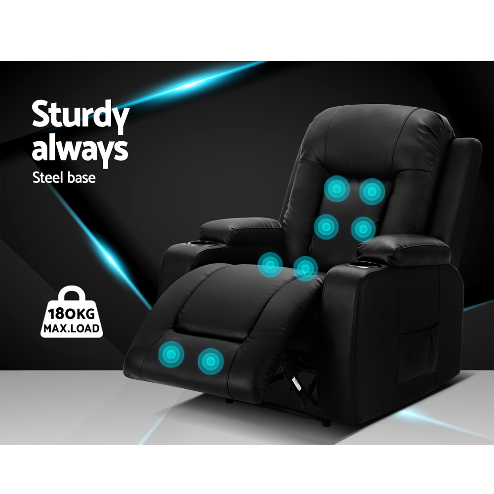 Artiss Electric Heated Massage Recliner Chair Leather view 4