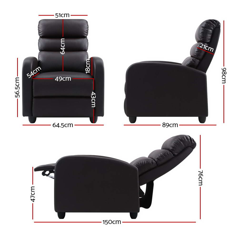 Artiss Recliner Armchair Bolivia Faux Leather view 2