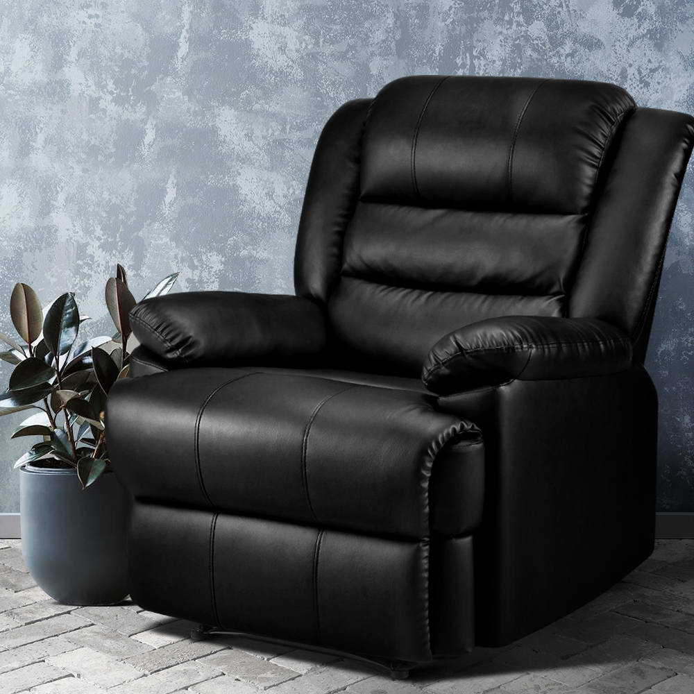 Artiss Cissy Leather Recliner Chair Black