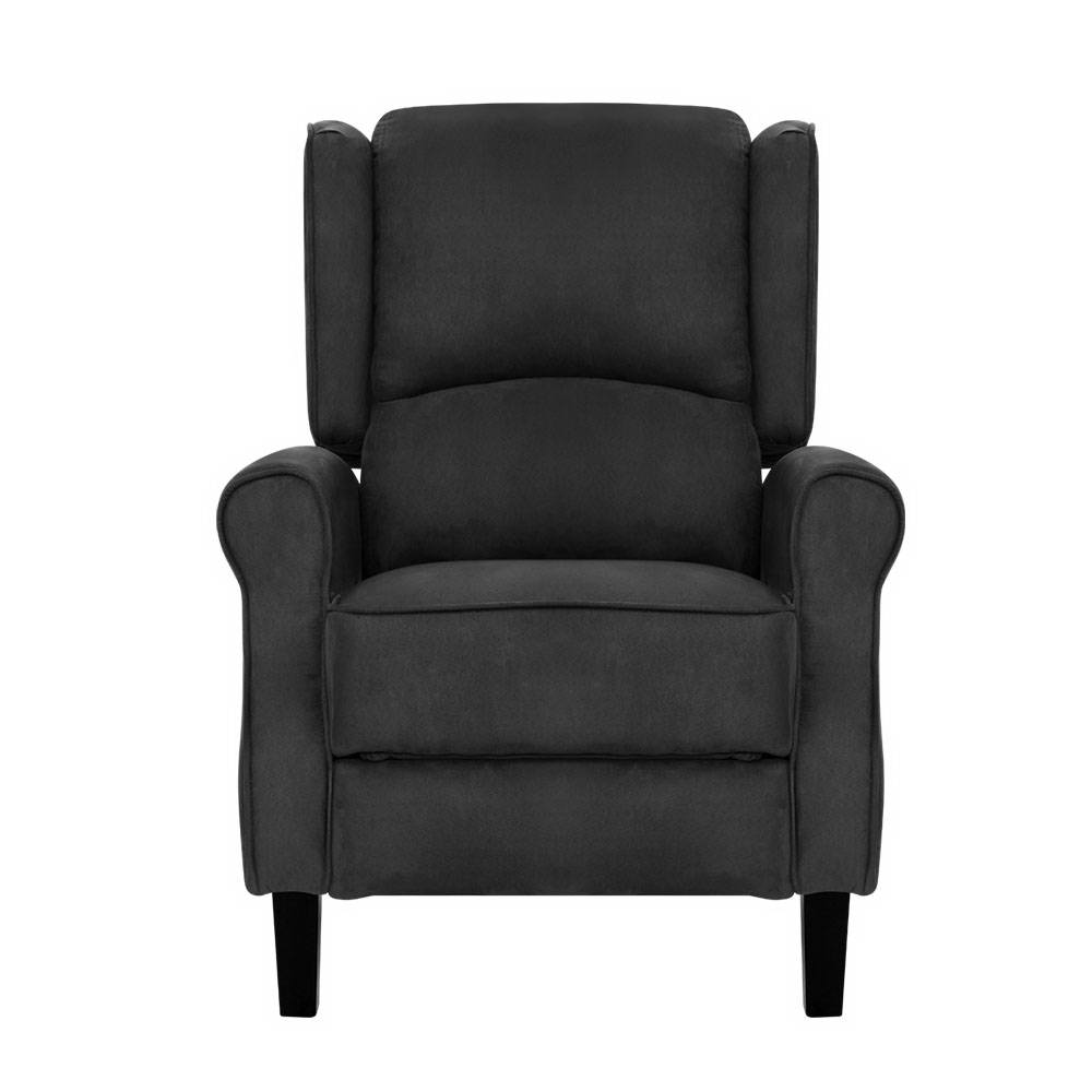 Artiss Recliner Chair Adjustable Suede Armchair Charcoal view 3