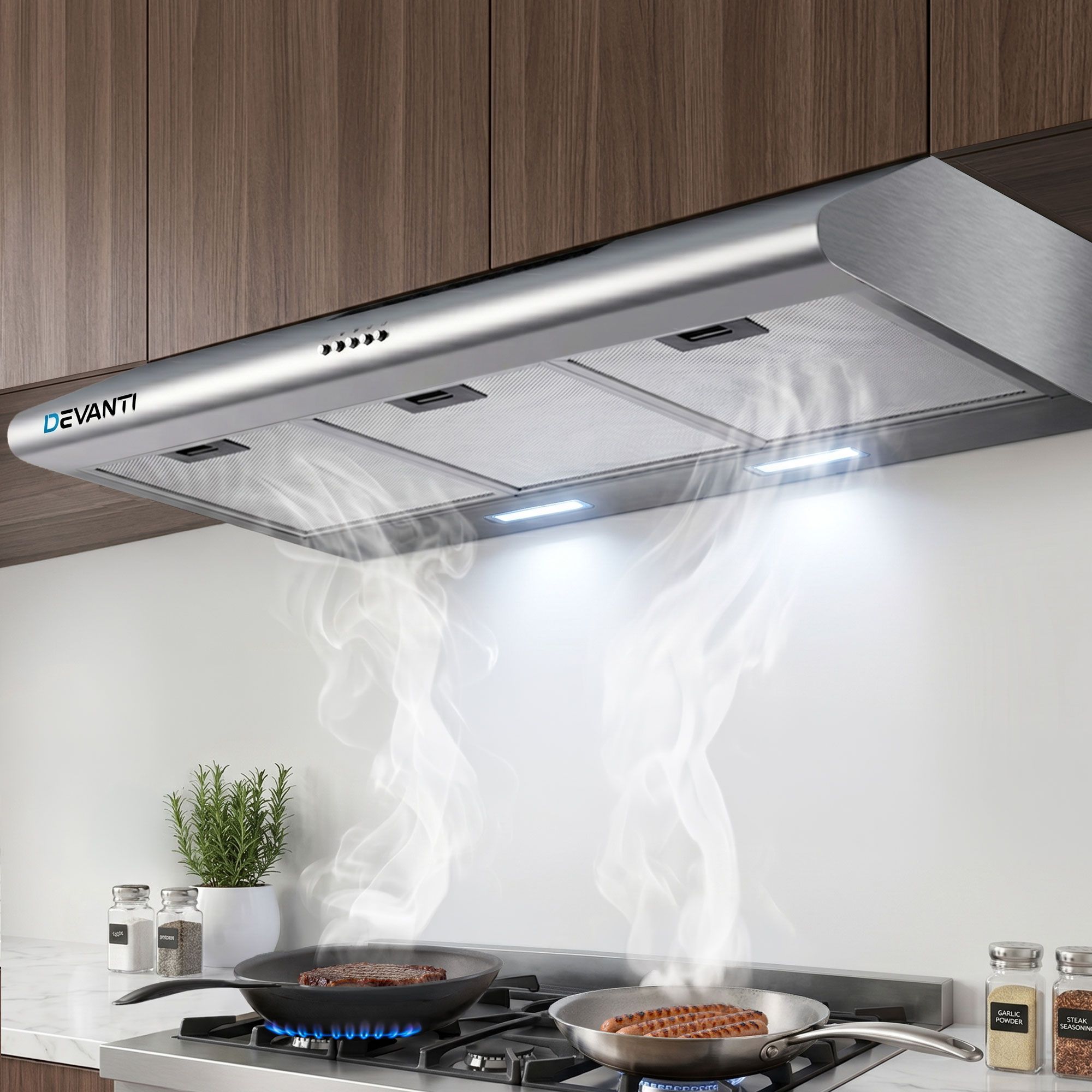 Devanti Stainless Steel Range Hood 125W Motor