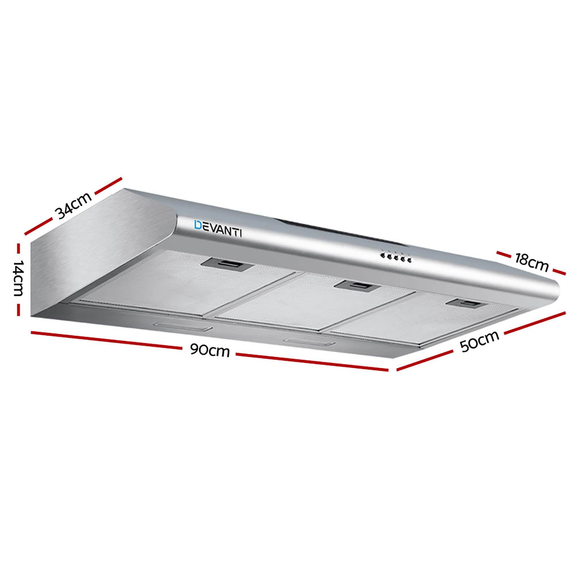 Devanti Stainless Steel Range Hood 125W Motor view 2