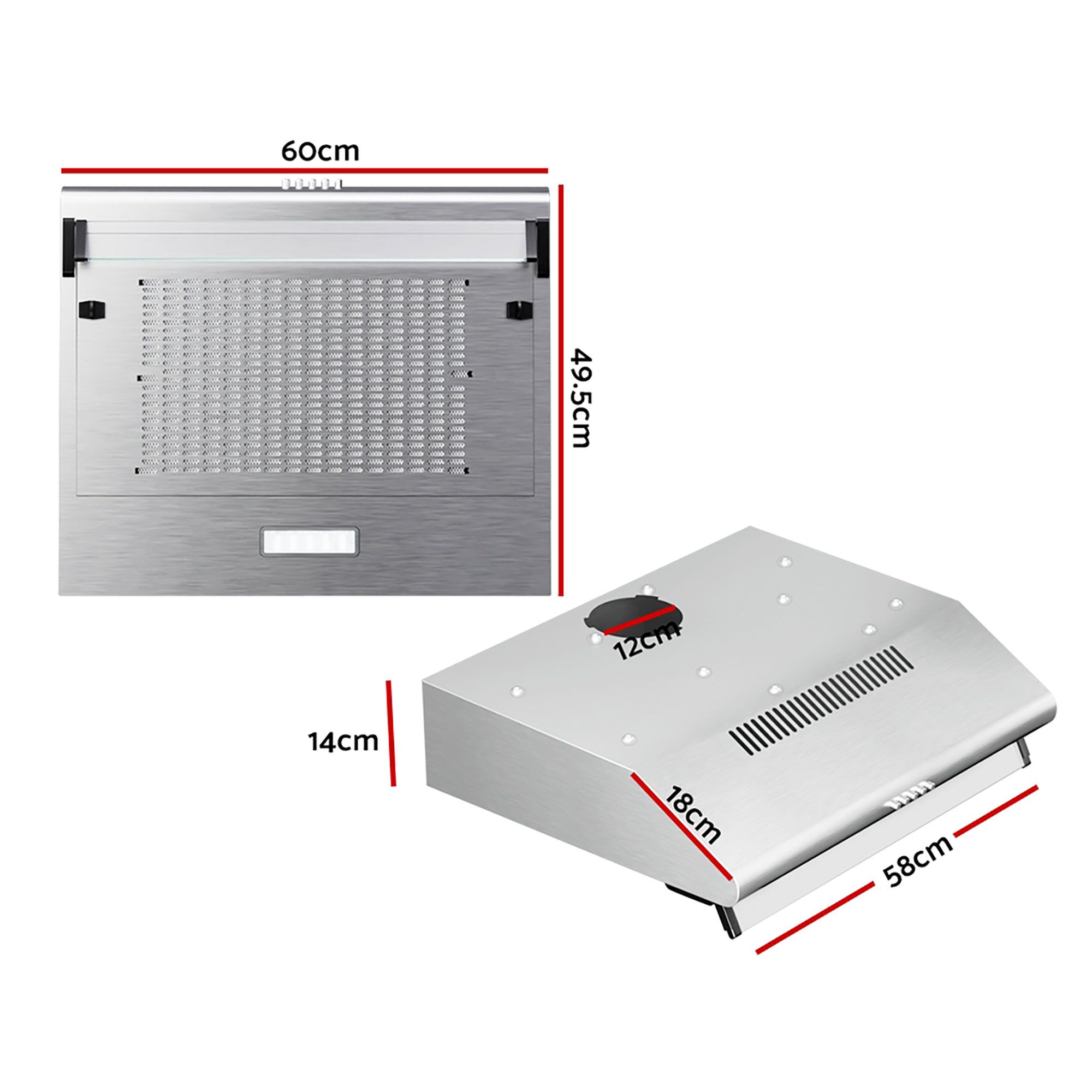 Devanti 60cm Range Hood Canopy LED Light view 2