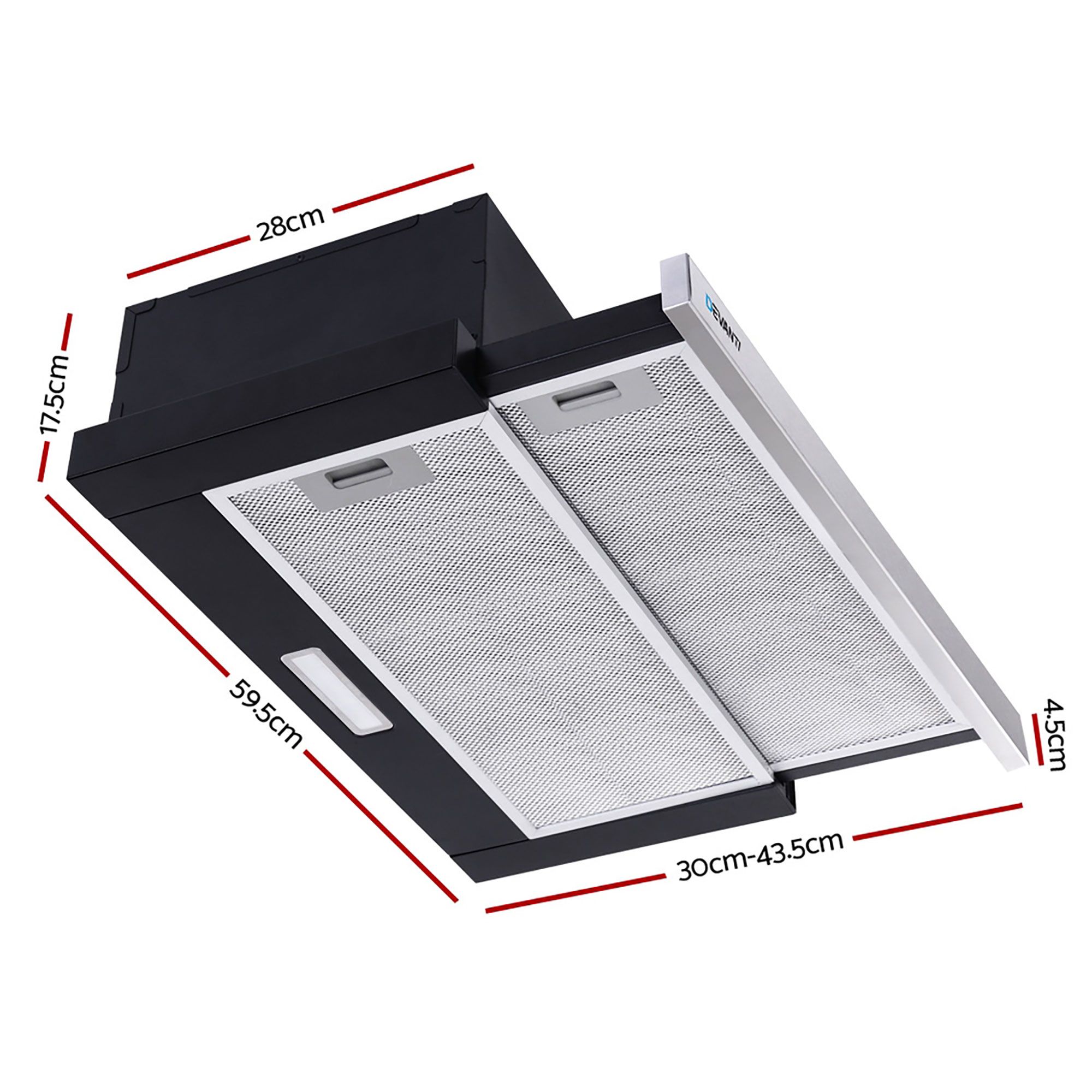 Devanti 60cm Slide-Out Range Hood Stainless Steel view 2