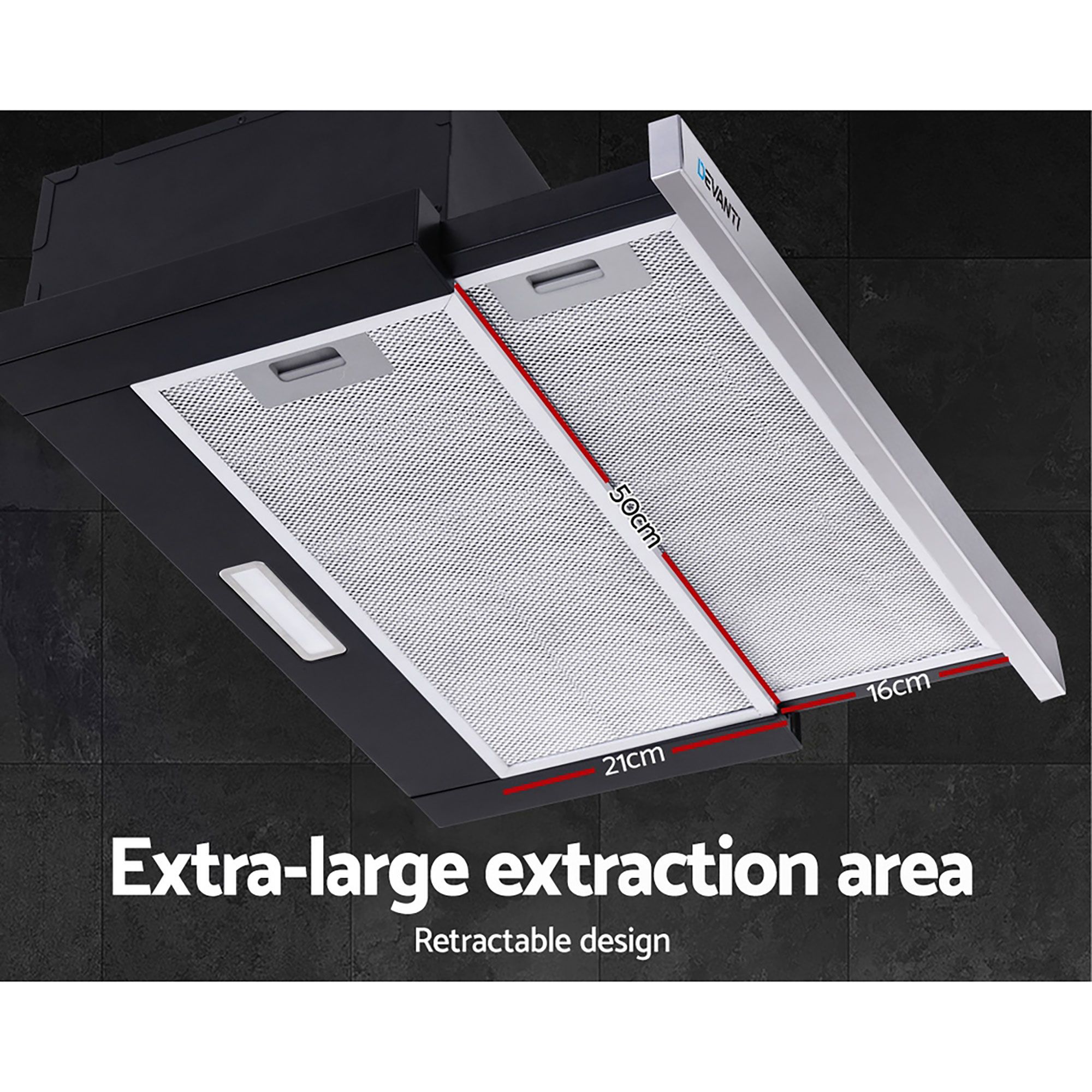 Devanti 60cm Slide-Out Range Hood Stainless Steel view 4