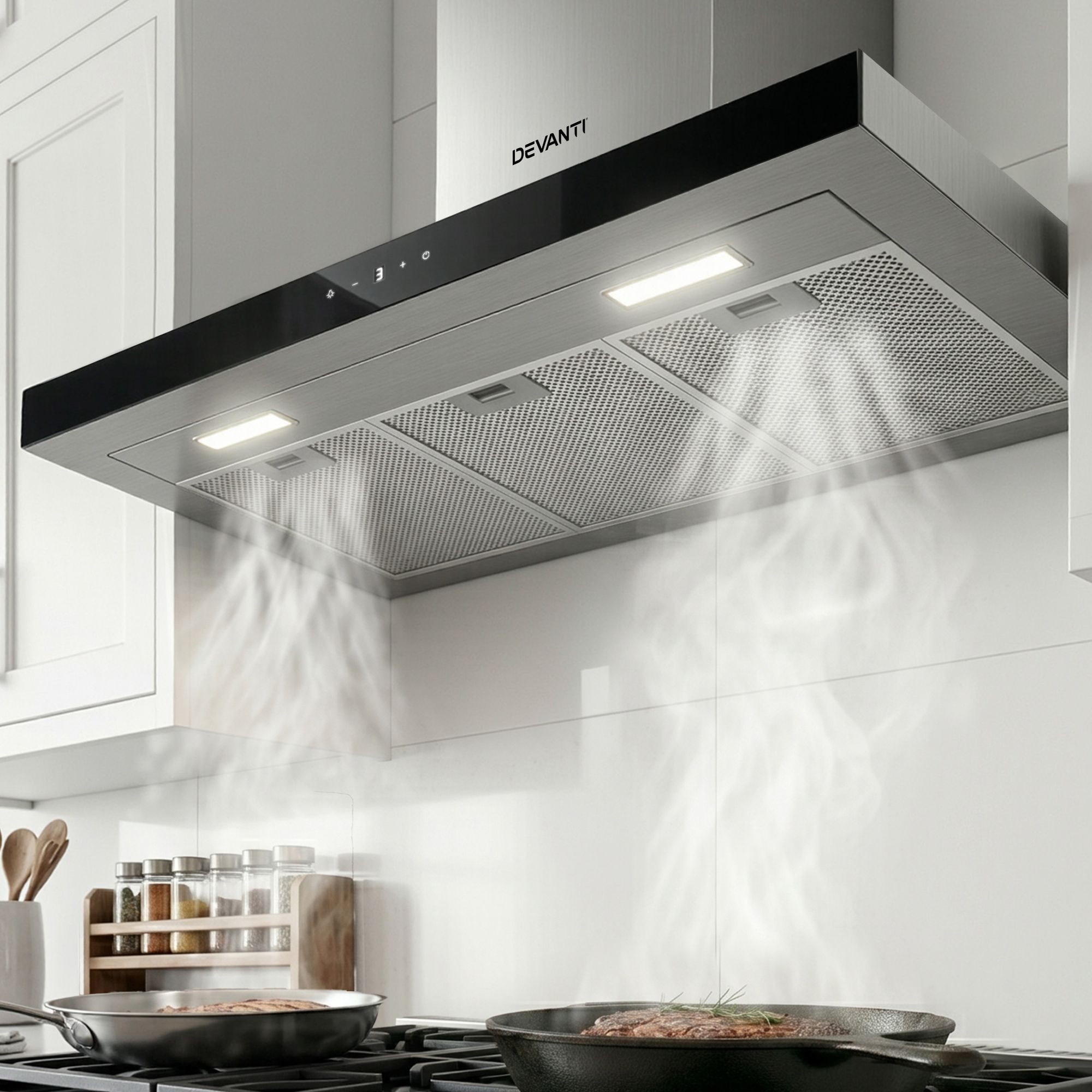 Devanti Glass Range Hood Stainless Steel Exhaust