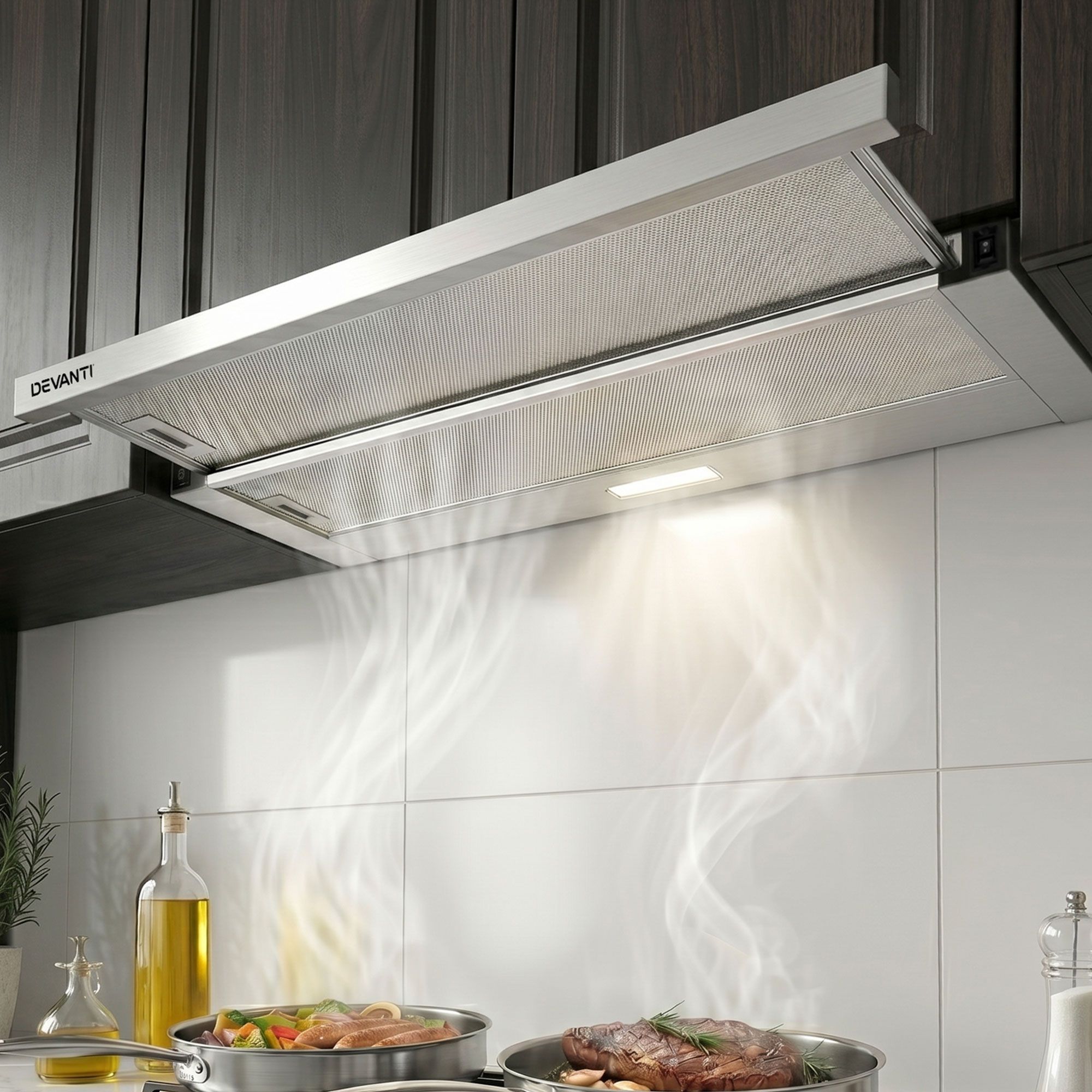 Devanti 90cm Slide-out Range Hood Stainless Steel