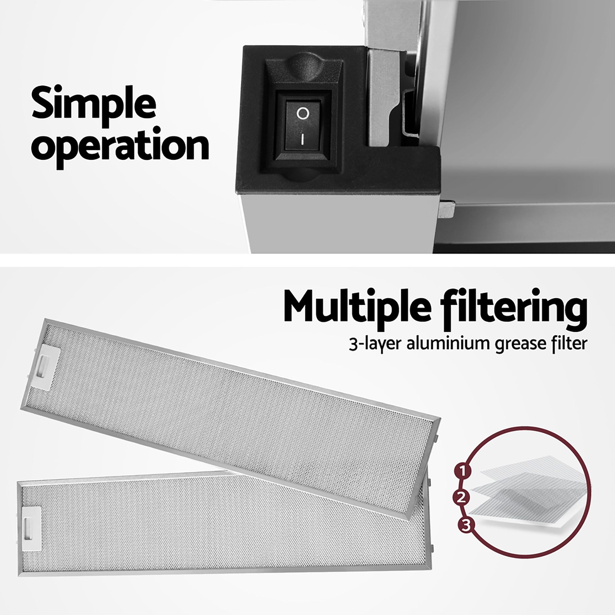 Devanti 90cm Slide-out Range Hood Stainless Steel view 5