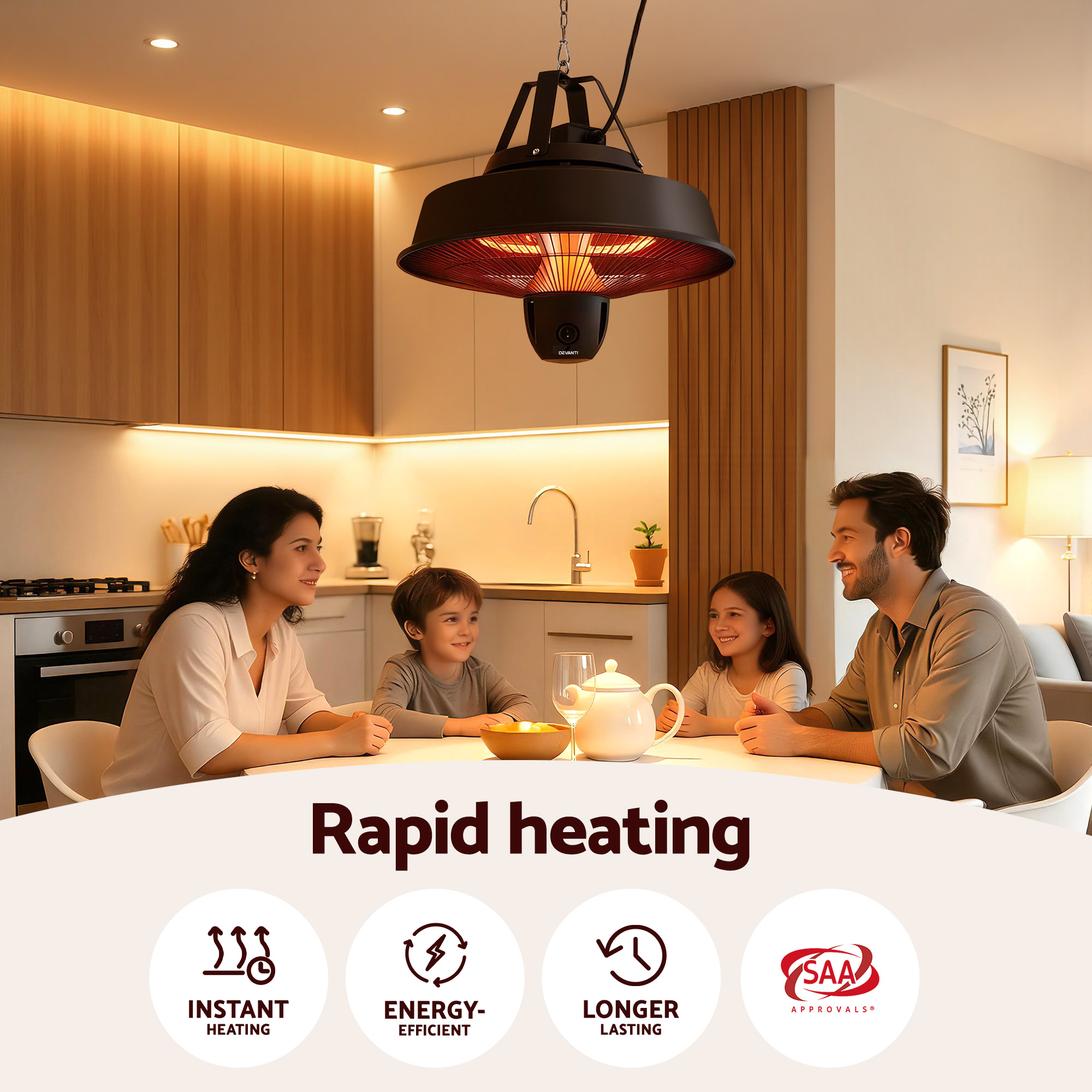 Devanti 2000W Ceiling Mounted Electric Patio Heater view 5