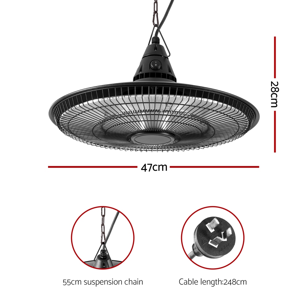 Devanti 1500W Hanging Electric Patio Heater view 2