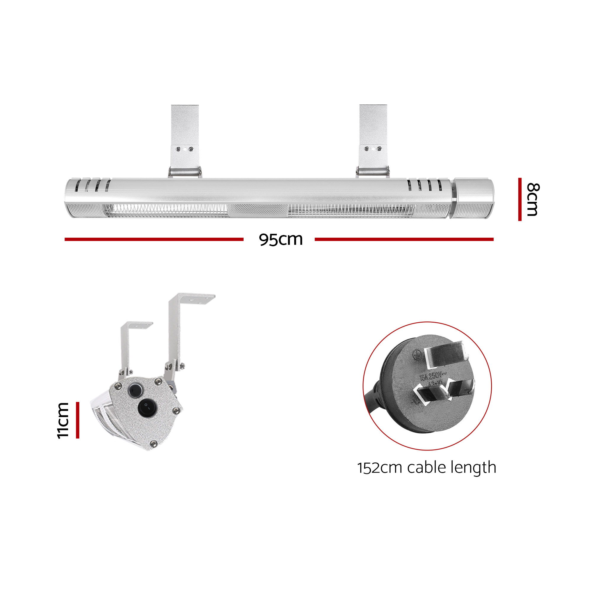 Devanti Halogen Strip Heater Infrared Radiant view 2