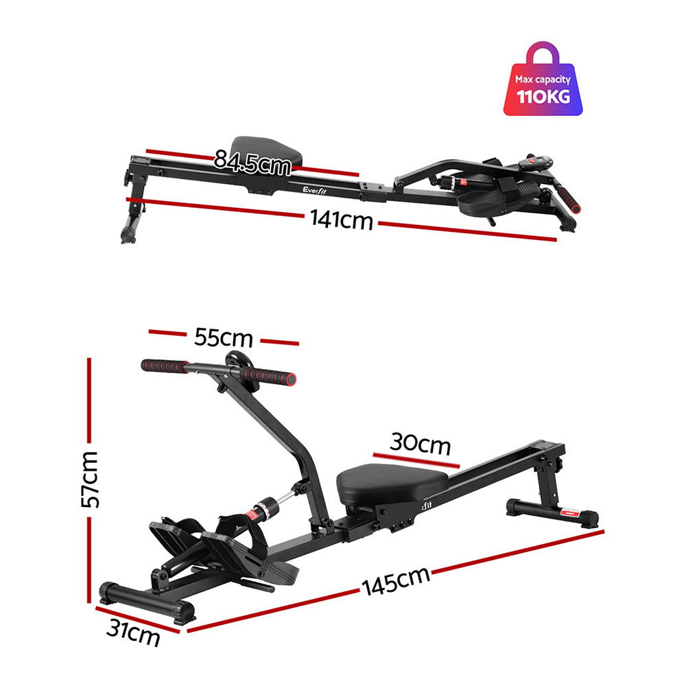 Everfit Hydraulic Rowing Machine Foldable 12 Levels view 2