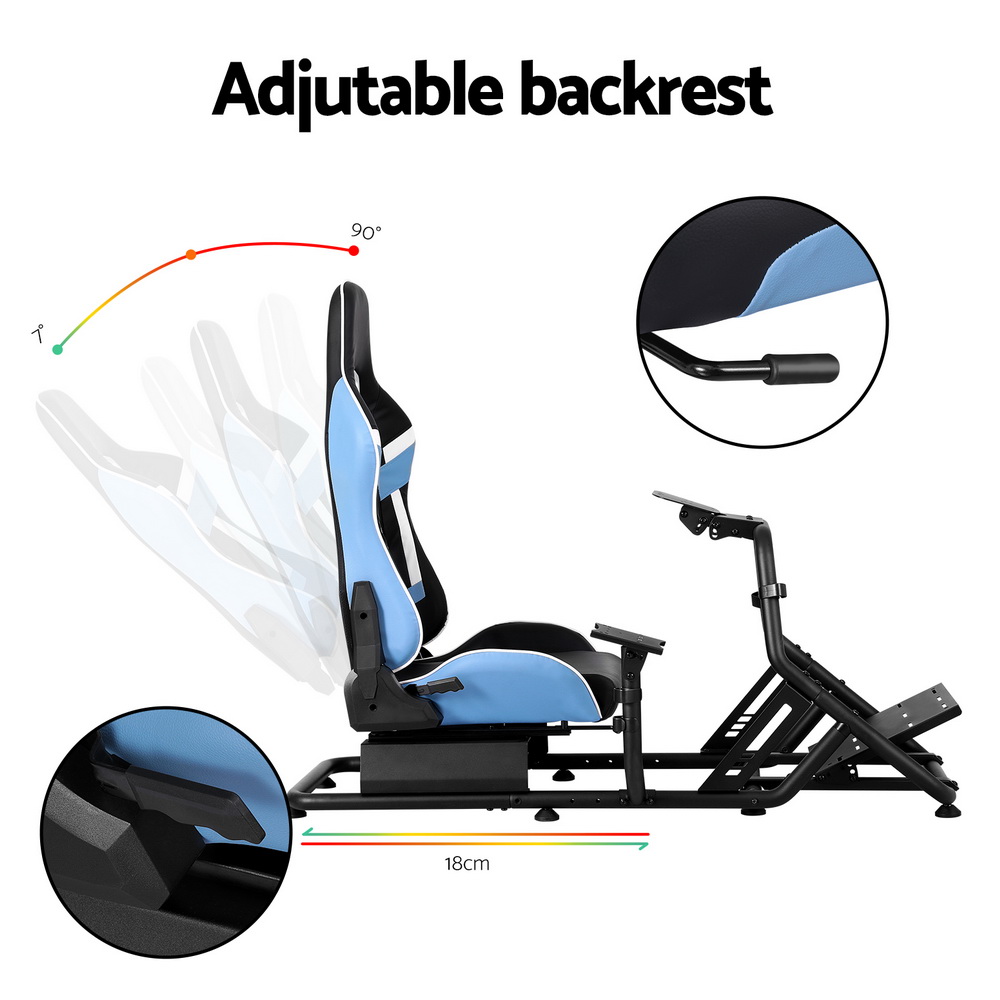 Artiss Racing Simulator Cockpit Gaming Chair Blue view 4