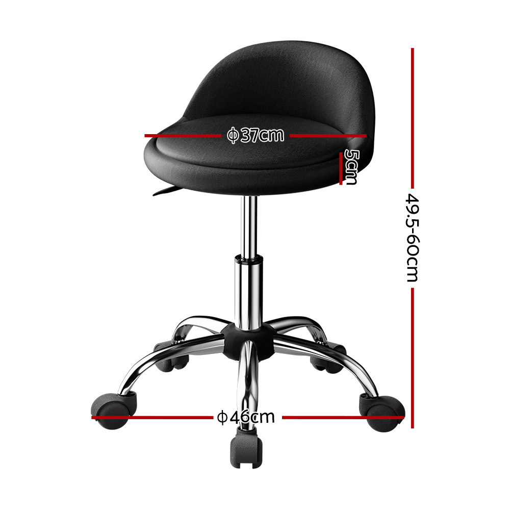 Artiss Salon Stool with Backrest Black view 2
