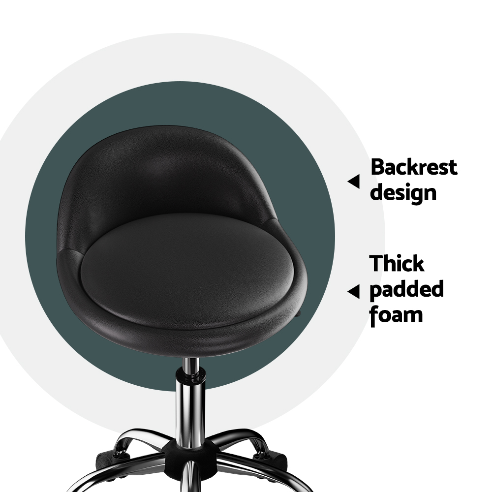 Artiss Salon Stool with Backrest Black view 5